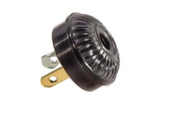 New DIY Vintage style Bakelite Mid-Century Ribbed Embossed Lamp Plug in Black or Brown.