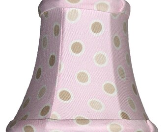 OOAK Chandelier Clip-on MINI Pink Shade with tan and cream dots handmade.