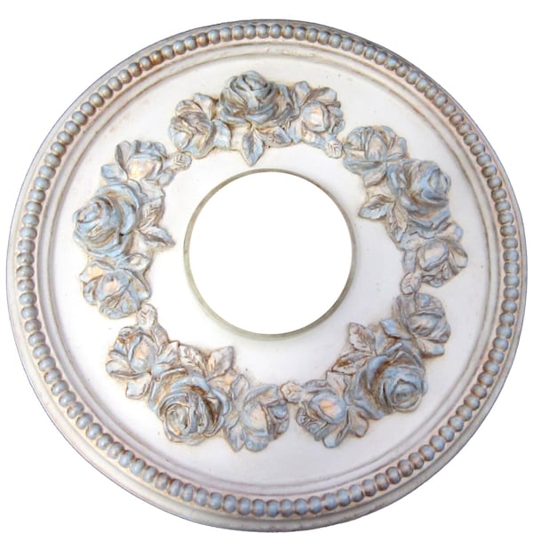 Shabby Rose 16" Diameter Ceiling Medallion for Chandeliers or Fans.