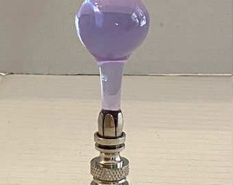 RARE 3" Vintage Alexandrite Lilac Lavender Murano Fat Ball Teardrop Lamp Finial with a Brass, Antique Brass or Chrome base tap 1/4-27