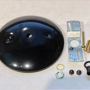 New DIY - Modern style Gloss Black finished Steel Ceiling Canopy Plate - Pendant Light Fixture Mounting Kit with hardware