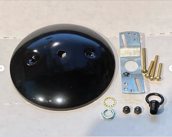New DIY - Modern style Gloss Black finished Steel Ceiling Canopy Plate - Pendant Light Fixture Mounting Kit with hardware