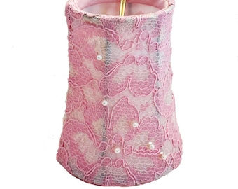 Handmade Pink Lace with Pearls & Sequins Chandelier Clip-on Mini Shades, chandelier candelabra sconce shade
