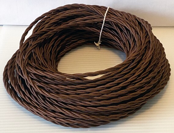 Brown Twisted Cloth Covered Lamp Wire - Vintage Style Brown Twisted Cloth Covered Lamp Wire - Vintage Style