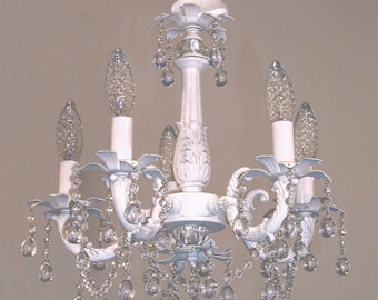 Shabby Chic Cottage Style Mini Chandelier "ALLIE". Custom Hand Made Just for You.
