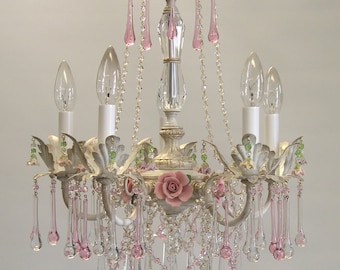 Bella Rose Chandelier- Romantic Shabby Chic style available in 3 sizes and many finishes, custom made for you.