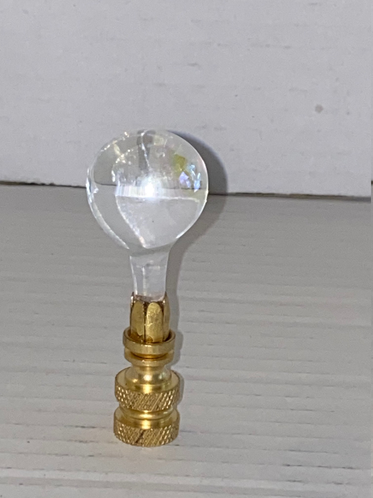 RARE Vintage CLEAR  Murano Fat Ball Teardrop Lamp Finial with Chrome base tap 1/4-27  approx 4 tall