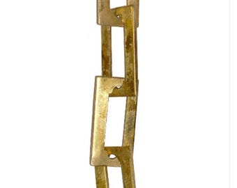 Handmade, Solid Brass Arts & Crafts style chain, with 2" X 7/8" rectangular links, Unfinished. Links are soldered closed. Sold by the Foot