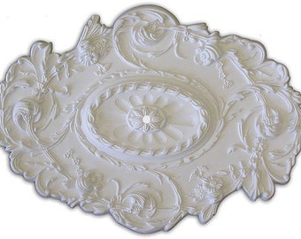 30" by 20" Ceiling Medallion for Chandelier or Fan. Available in many Finishes or Custom Color.