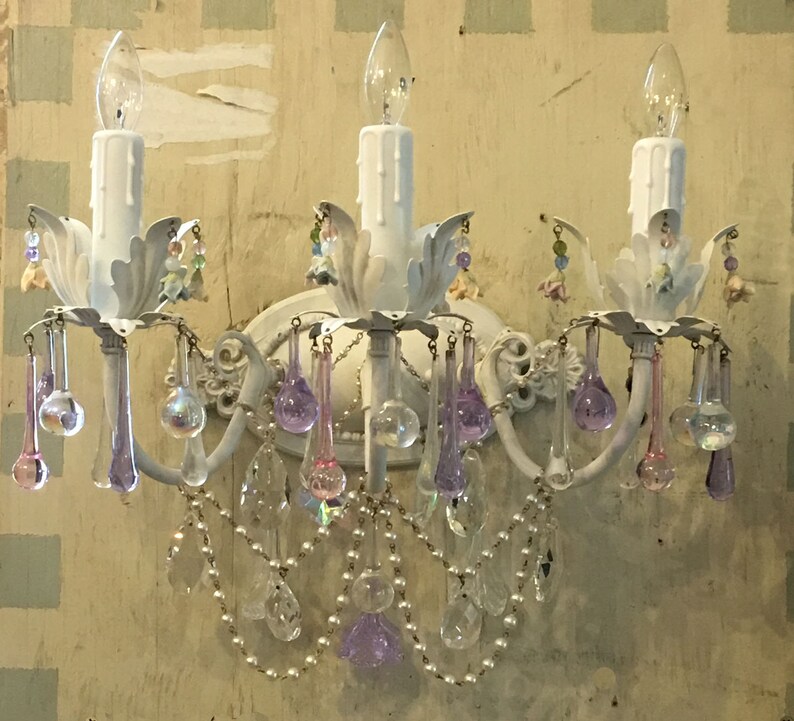 Shabby Chic 3 Light Wall Sconce Custom Made to Order Sconce Etsy