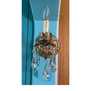 Electric Wall Light Sconce Shabby Chic Country Cottage Style, Custom made to order any color with French Cut Crystals