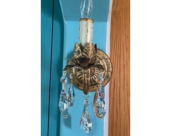 Electric Wall Light Sconce Shabby Chic Country Cottage Style, Custom made to order any color with French Cut Crystals