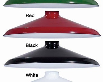 Industrial Style Metal Shades 12" Diameter in 4 Colors choice of Porcelain Enamel Red, White, Green or Black
