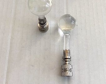 RARE 3 Inch Vintage CLEAR Murano Fat Ball Teardrop Lamp Finial with Nickel base tap 1/4-27
