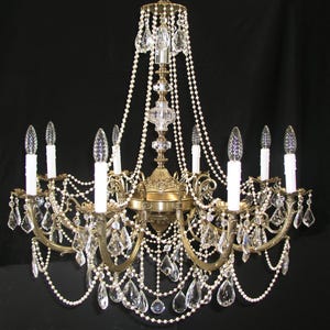 Custom Handmade Victorian style Solid Brass Chandelier with Crystals for Dining Room, bedroom, living room, custom made to order.