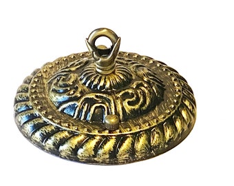 New DIY - Decorative Antique Gold Embossed Steel Ceiling Canopy Plate & Loop with hardware for Pendant or Chandelier