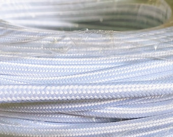 WHITE Cotton Cloth Covered Electrical Wire - Braided Fabric Wire 18/2 AWG Industrial Retro Electrical Cord 2-wire