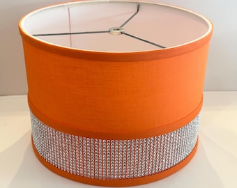 OOAK Retro Mod style Orange Drum shade with Rhinestones. Sample shade