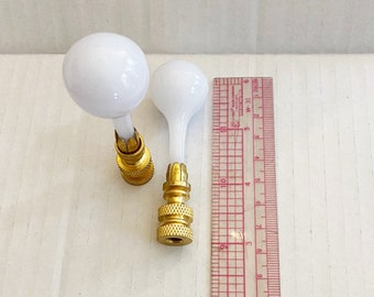 RARE 2-1/2" Vintage White Opal Murano Fat Ball Teardrop Lamp Finial with Brass base tap 1/4-27