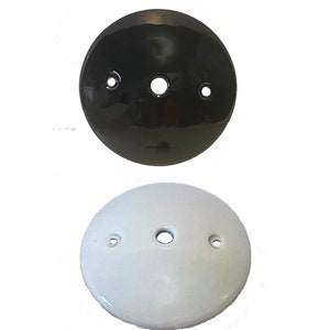 New DIY - Glazed Porcelain Ceramic Off White or Black Ceiling Canopy Plate or sconce backplate with hardware for Pendant or Chandelier