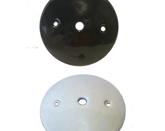 New DIY - Glazed Porcelain Ceramic Off White or Black Ceiling Canopy Plate or sconce backplate with hardware for Pendant or Chandelier