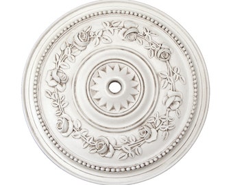 15 3/4" Diameter Rose Vine Ceiling Medallion for Chandelier or Fan. Available in many Finishes or Custom Color.