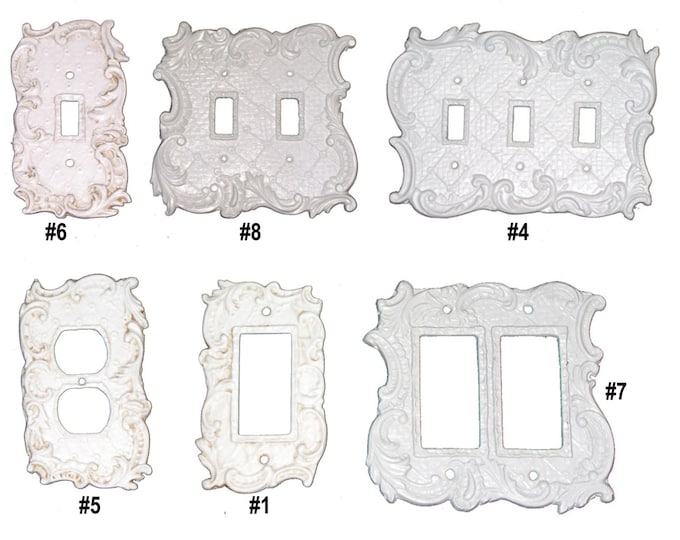 Featured listing image: Metal Switch Plates, Rocker Plates and Outlet Covers Shabby Chic styles in many colors Shabby chic switchplates made to order