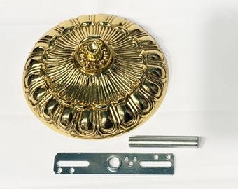 Ornate Polished Brass Finish, Cast Brass 5-1/8" Diameter Ceiling Canopy with Loop & hardware.