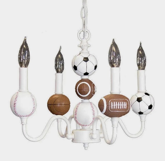 ALL SPORT Custom 4 light chandelier for Boys Bedroom, Nursery or Playroom with or without Shades