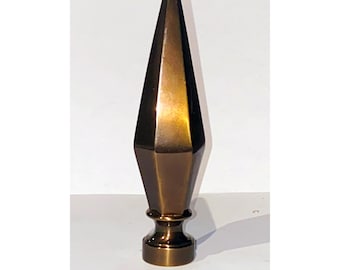 PAIR OF FINIALS:  4-3/4" Tall Cast Metal Antique Brass finish Modern Spike lamp Finial  tapped 1/4"-27 fits standard harps.