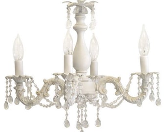 Shabby Chic Cottage Style Mini Chandelier "Anna". Custom Hand Made Just for You.