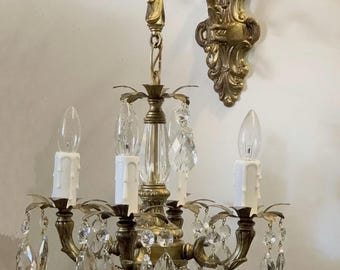 Shabby Chic Cottage Style Mini Chandelier Wall SCONCE, perfect for a bedroom room, kitchen, bathroom, entryway. Custom made to order