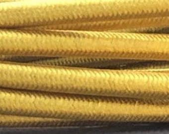 YELLOW Cotton Cloth Covered Electrical Wire - Braided Fabric Wire 18/2 AWG Industrial Retro Electrical Cord 2-wire Sold By The Foot