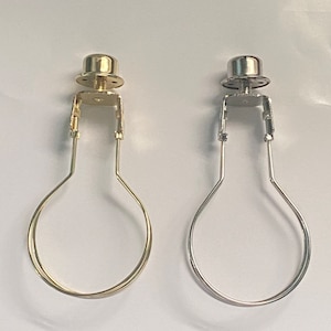 Lamp Shade Adapter (Clips onto Bulbs) No Harp Needed, Round bulb, Choice of Brass or Chrome clip and matching Finial