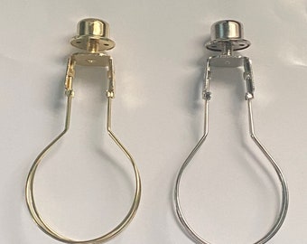 Lamp Shade Adapter (Clips onto Bulbs) No Harp Needed, Round bulb, Choice of Brass or Chrome clip and matching Finial