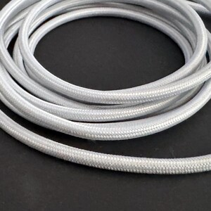WHITE Cotton Cloth Covered Electrical Wire - Braided Fabric Wire 18/2 AWG Industrial Retro Electrical Cord 2-wire