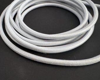 WHITE Cotton Cloth Covered Electrical Wire - Braided Fabric Wire 18/2 AWG Industrial Retro Electrical Cord 2-wire
