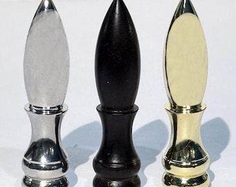 Pair of Polished Nickel, Polished Brass, or Matte Black finished Bullet Style Lamp Finials,  2" Tall, tapped 1/4"-27 fits standard harps