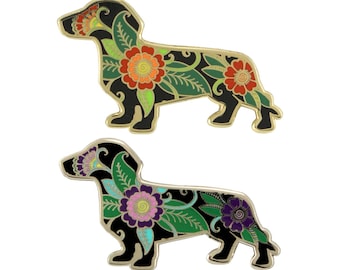 Dia De Los Muertos Dachshund [gold or silver] (enamel pin)