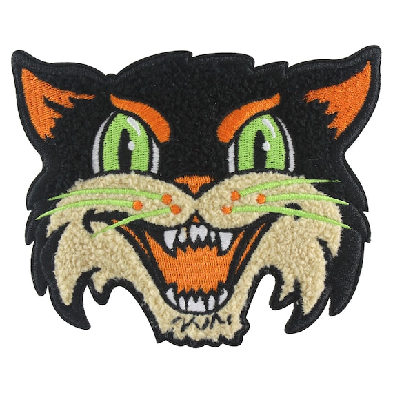 Halloween Cat embroidered chenille patch Etsy