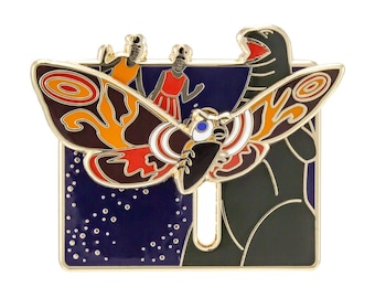 Mothra Takes Flight (moving enamel pin)