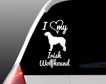 I Love My Irish Wolfhound/Irish Wolfhounds Car Window Decal