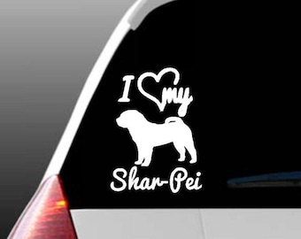 I Love My Shar-Pei/Shar-Peis Car Window Decal