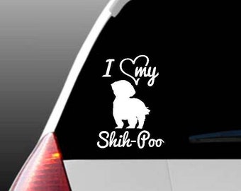 I Love My Shih-Poo/Shih-Poos Car Window Decal