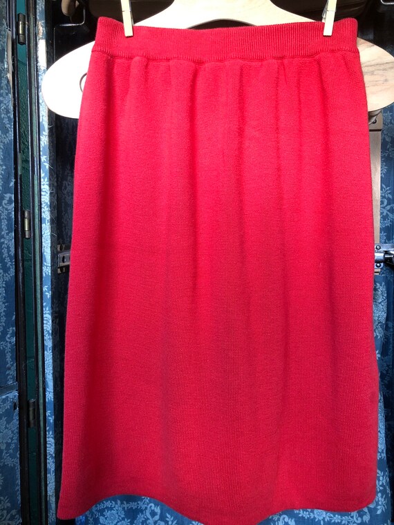 Red midi knit skirt size Medium