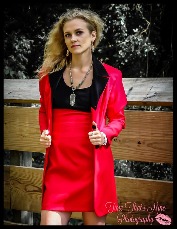 Alyn Paige Vintage Red and Black Dress with Jacke… - image 1