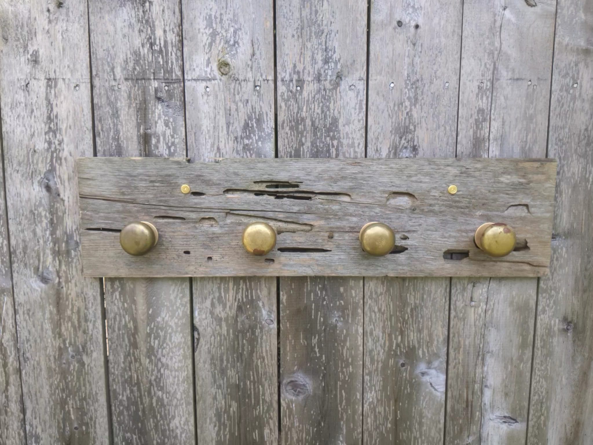 Brass Door Knob Coat Rack Rustic Decor Barn Wood Weathered Wood Jrwoodart Jeff Rothgeb Etsy
