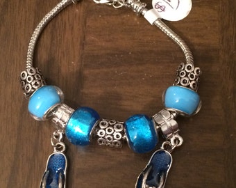 European Style Flip Flop Charm Bracelet