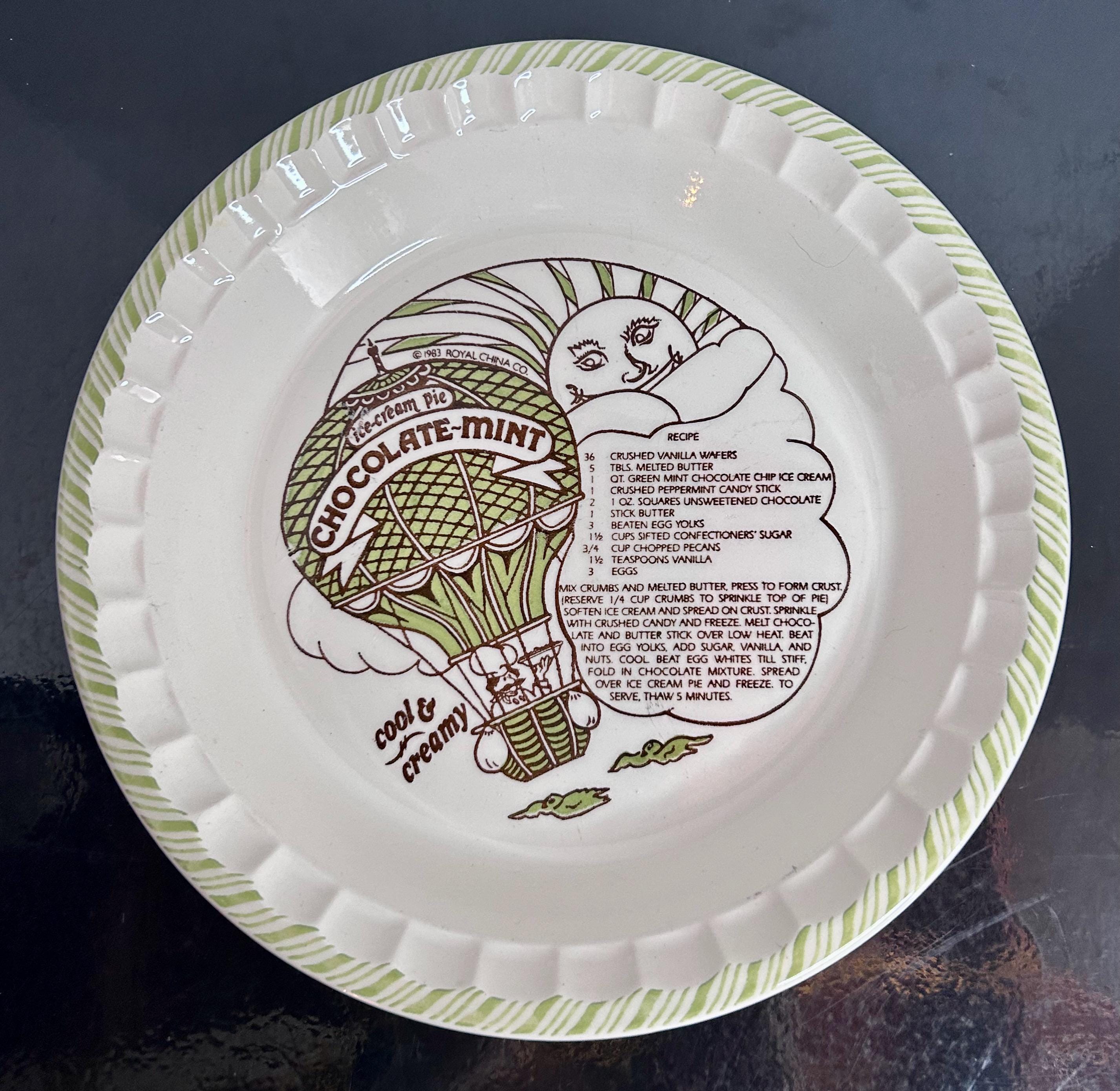Royal China 1983 Chocolate Mint Ice Cream PIE RECIPE PLATE Country
