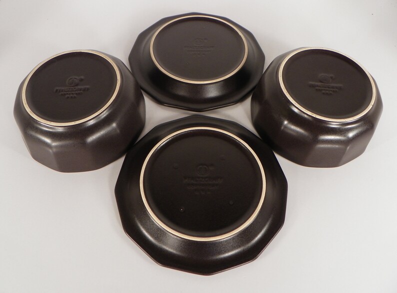 s Pfaltzgraff HERITAGE BLACK 4-pc Lot Stoneware USA 2 Salad Plate s 2 Bowl